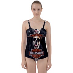 Bulldog Biker Twist Front Tankini Set by Valentinaart