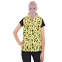 Sunflowers pattern Women s Button Up Puffer Vest View1