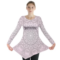 Pink Mandala Art  Long Sleeve Tunic  by paulaoliveiradesign