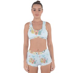 Watercolor Floral Blue Cute Butterfly Illustration Racerback Boyleg Bikini Set by paulaoliveiradesign