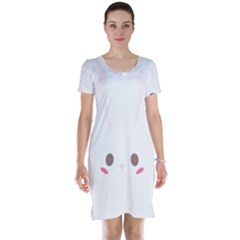 Rabbit Cute Animal White Short Sleeve Nightdress by Nexatart