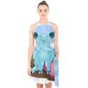 Pig Animal Love Halter Collar Waist Tie Chiffon Dress View1