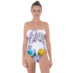 Flowers Floral Flowery Spring Tie Back One Piece Swimsuit by Nexatart