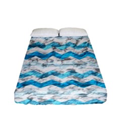 Baby Blue Chevron Grunge Fitted Sheet (full/ Double Size) by designworld65