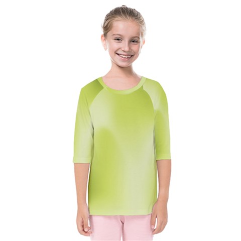 Green Soft Springtime Gradient Kids  Quarter Sleeve Raglan Tee by designworld65