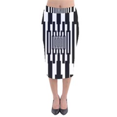 Black Stripes Endless Window Velvet Midi Pencil Skirt by designworld65