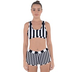 Black And White Stripes Racerback Boyleg Bikini Set by designworld65