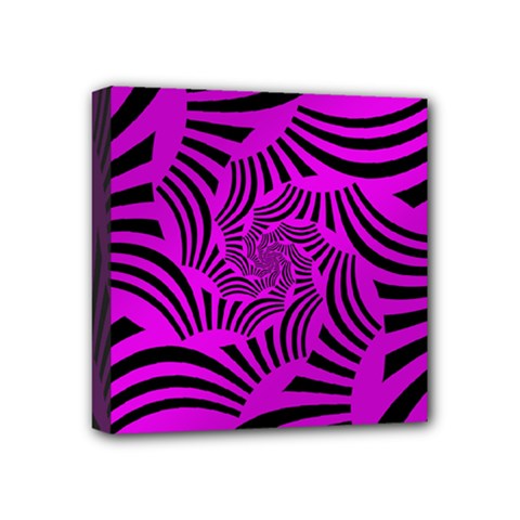 Black Spral Stripes Pink Mini Canvas 4  X 4  by designworld65