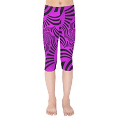 Black Spral Stripes Pink Kids  Capri Leggings  by designworld65