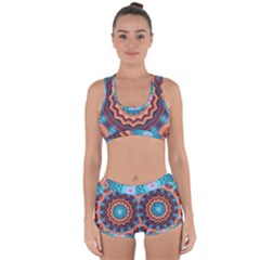 Blue Feather Mandala Racerback Boyleg Bikini Set by designworld65