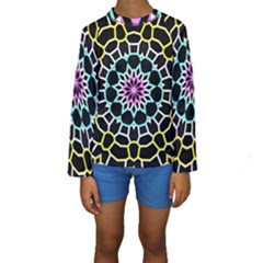 Colored Window Mandala Kids  Long Sleeve Swimwear by designworld65