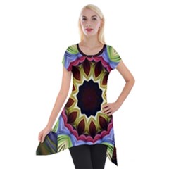 Love Energy Mandala Short Sleeve Side Drop Tunic by designworld65