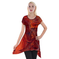 Swirly Love In Deep Red Short Sleeve Side Drop Tunic by designworld65