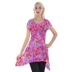 The Big Pink Party Short Sleeve Side Drop Tunic by designworld65