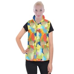 Summer Feeling Splash Women s Button Up Puffer Vest by designworld65