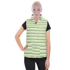 Spring Stripes Women s Button Up Puffer Vest by designworld65