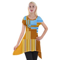 Endless Window Blue Gold Short Sleeve Side Drop Tunic by designworld65