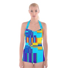 Colorful Endless Window Boyleg Halter Swimsuit  by designworld65