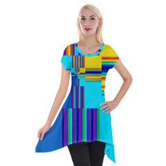 Colorful Endless Window Short Sleeve Side Drop Tunic by designworld65