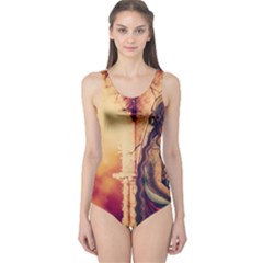 Fantasy Art Painting Magic Woman  One Piece Swimsuit by paulaoliveiradesign