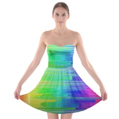 Colors Rainbow Pattern Strapless Bra Top Dress by paulaoliveiradesign