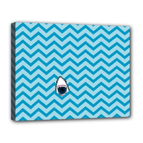 Chevron Shark Pattern Canvas 14  X 11  by emilyzragz