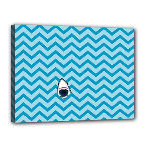 Chevron Shark Pattern Canvas 16  X 12  by emilyzragz