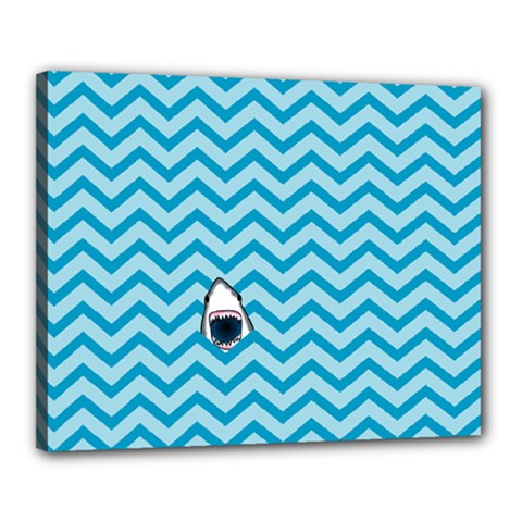 Chevron Shark Pattern Canvas 20  X 16  by emilyzragz