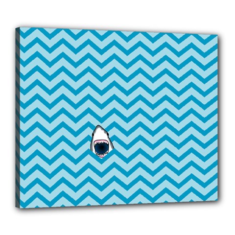 Chevron Shark Pattern Canvas 24  X 20  by emilyzragz