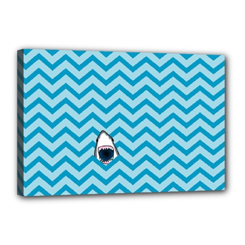 Chevron Shark Pattern Canvas 18  X 12  by emilyzragz