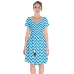 Chevron Shark Pattern Short Sleeve Bardot Dress by emilyzragz