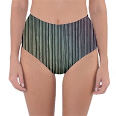 Stylish Rainbow Strips Reversible High-waist Bikini Bottoms by gatterwe