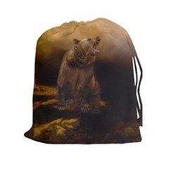 Roaring Grizzly Bear Drawstring Pouches (xxl) by gatterwe