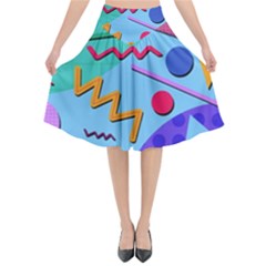 Memphis #10 Flared Midi Skirt by RockettGraphics