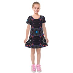 Roulette Star Time Kids  Short Sleeve Velvet Dress by MRTACPANS