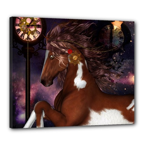 Steampunk Wonderful Wild Horse With Clocks And Gears Canvas 24  X 20  by FantasyWorld7