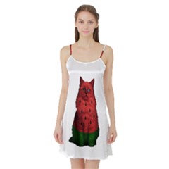 Watermelon Cat Satin Night Slip by Valentinaart