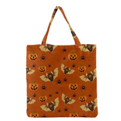 Bat, Pumpkin And Spider Pattern Grocery Tote Bag by Valentinaart