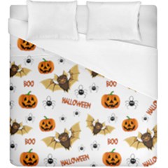 Bat, Pumpkin And Spider Pattern Duvet Cover (king Size) by Valentinaart