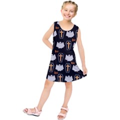 Ghost And Chest Halloween Pattern Kids  Tunic Dress by Valentinaart