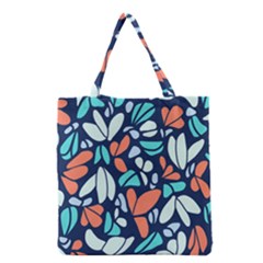 Blue Tossed Flower Floral Grocery Tote Bag by Mariart