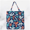 Blue Tossed Flower Floral Grocery Tote Bag View1