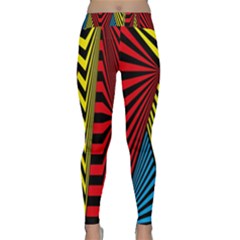 Door Pattern Line Abstract Illustration Waves Wave Chevron Red Blue Yellow Black Classic Yoga Leggings by Mariart