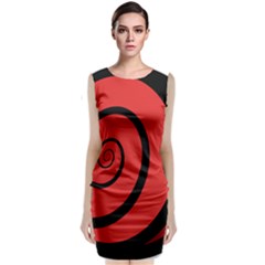 Double Spiral Thick Lines Black Red Classic Sleeveless Midi Dress by Mariart