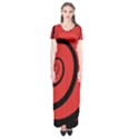 Double Spiral Thick Lines Black Red Short Sleeve Maxi Dress View1