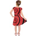 Double Spiral Thick Lines Black Red Kids  Short Sleeve Dress View2