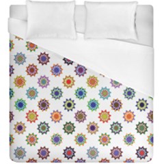 Flowers Pattern Recolor Artwork Sunflower Rainbow Beauty Duvet Cover (king Size) by Mariart