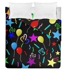 Party Pattern Star Balloon Candle Happy Duvet Cover Double Side (queen Size) by Mariart