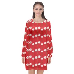 Sunflower Red Star Beauty Flower Floral Long Sleeve Chiffon Shift Dress  by Mariart