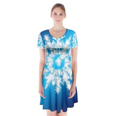 Background Christmas Star Short Sleeve V-neck Flare Dress by Nexatart